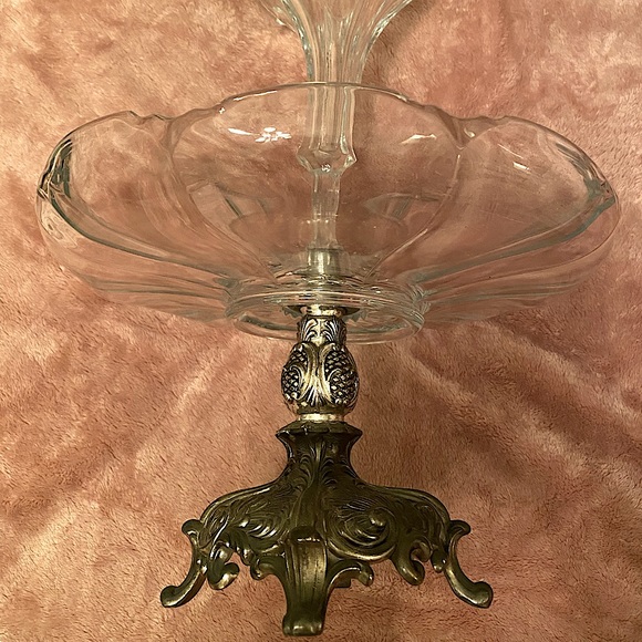 Vintage glass and nickel centerpiece - Picture 2 of 3